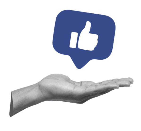 graphic illustration of hand holding a like icon